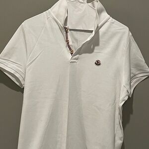 Moncler white polo shirt - large